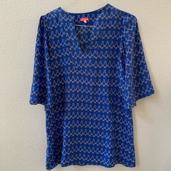 Bianca Coletti belted blue silk tunic dress XS - Picture 2 of 8